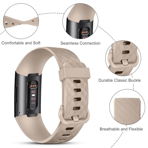 Image of Tobfit Watch Strap Compatible with Fitbit Charge 4 / Fitbit Charge 3 (Watch Not Included), Removable Soft Belts for Charge 4 /3 Wristband, Smartwatch Band for Men Women