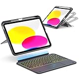 CACOE iPad 11 Hülle mit Tastatur (A16) 2025 & iPad 10. Generation 10,9 Zoll, Magnetisch Abnehmbare Keyboard Case mit Trackpad und Stifthalter, QWERTZ Layout, Ultradünn & Leicht, Grau