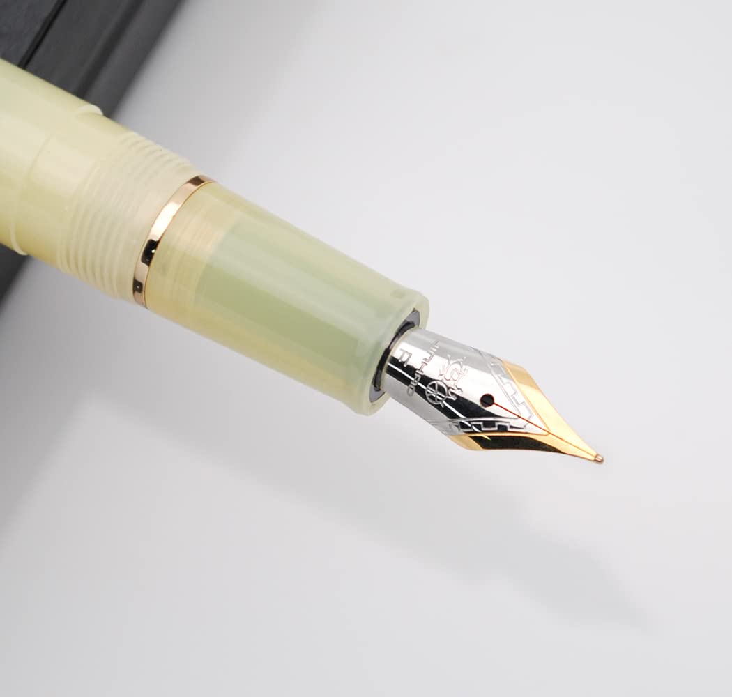 JINHAO 82 Celluloid Fountain Pen Acrylic Ink Pen with Ink Converter (Fine Nib, Gold Clip-Transparent Goose Yellow) - Image 2