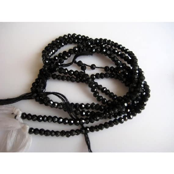 Quartz noir 3mm en fil de 14 pouces pour bijoux faits main