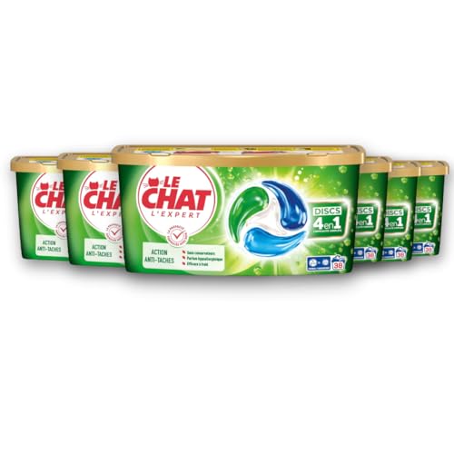 Capsules lessive Le Chat L'Expert Discs 4en1 anti-taches efficaces à froid sans conservateurs