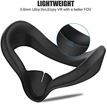 Vakdon Silicone VR Face Cover Compatible for Oculus Quest 2 Headset Glasses Anti-Sweat Waterproof Replacement Face Pad Eye Padding Cover for Q2 VR Accessories (Black)