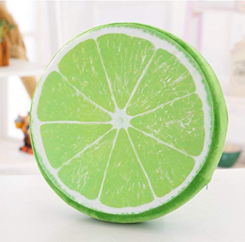 WJYLM Satz von 2/4 Sitzkissen, 3D-Obst-Plüsch-Stuhlpolster für Innen- und Außenbereich, Garten, Terrasse, Küche und Bürostühle, rundes Kissen, 2er-Set (38,7 cm) Zitrone
