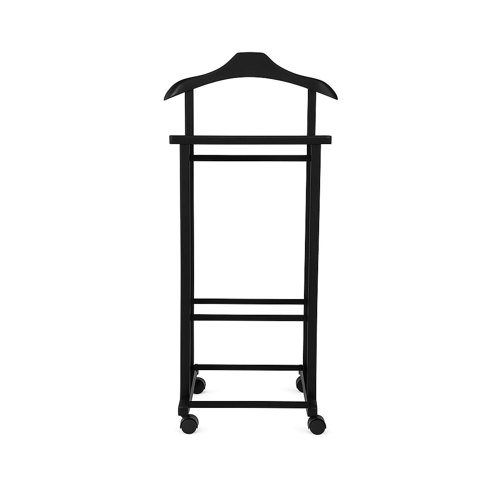 Compactor Hector RAN11619 - Galán de noche doble de madera con ruedas, 28,5 x 43 x 97 cm, fabricado en Italia, color negro
