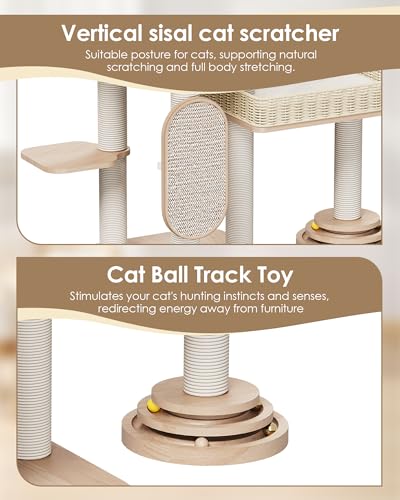 Árbol para gatos moderno de madera con rasguñador miniatura 3