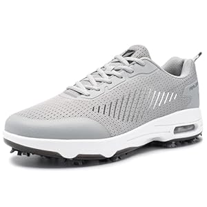 FENLERN Men’s Golf Shoes Spiked Air Cushion Breathable Upper