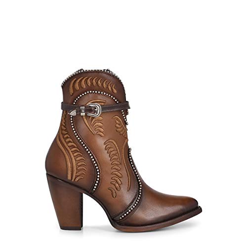 Cuadra Women's Bootie in Bovine Leather with Embroidery and Zipper
