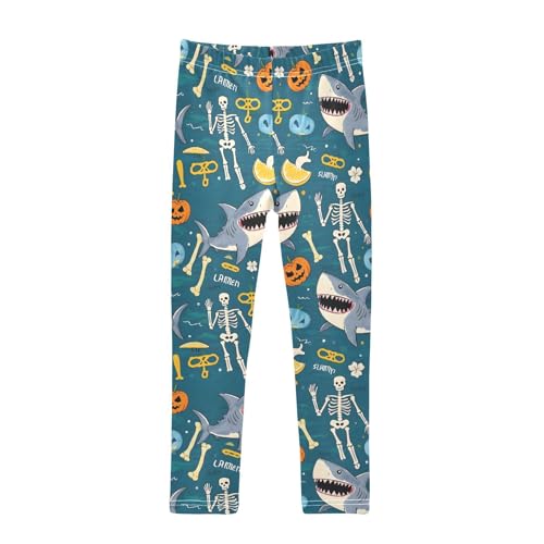 Shark Skeleton Girls Leggings Soft Stretch Workout Yoga Dance Pants for Kids Casual Tights