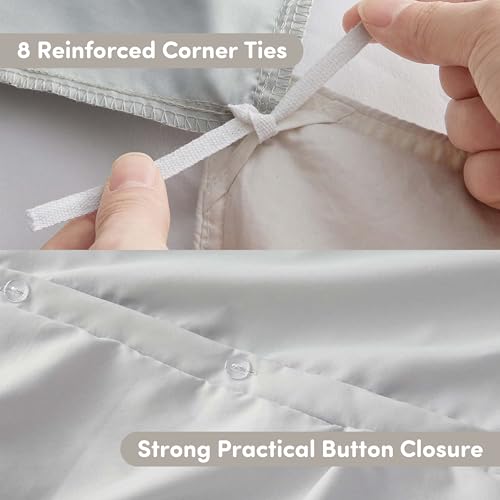 Image of Nestl Twin Duvet Cover Set Light Grey - Soft Double Brushed Duvet Set with Button Closure & Corner Ties, 2 Piece Luxurious Pinch Pleated Duvet Cover Set 68x90 Inches with 1 Pillow Sham