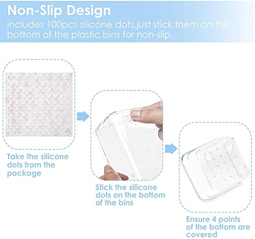 Image of Zollyss 25 Pcs Desk Drawer Organizers Trays Set Clear Plastic Storage Bins Bathroom Drawer Tray Dividers Vanity Trays Organizer for Bedroom Dresser Makeup Kitchen Utensil Office