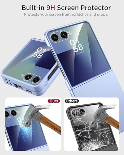 Miimall Slim Case for Flip 7 Samsung with Screen Protector,Thin Slim Shockproof Drop-Proof Anti-Scratches Nonslip Grip Full Body Matte Polycarbonate Protective Phone Cover for Samsung Z Flip 7,Liblue - image 3