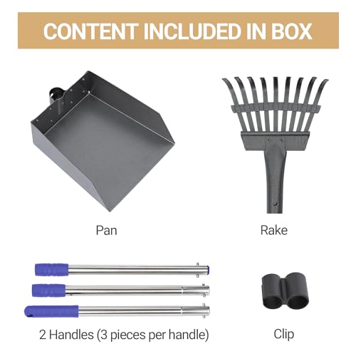 image for Heeyoo Dog Pooper Scooper, Dog Poop Tray and Rake Set, Pet Waste Remov