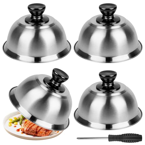 TGKYK Burgerglocke, 4 Stück Burger Glocke mit Schraubendreher, 16 x 10 cm Burger Zubehör, Langlebig Edelstahl Burgerglocken für...
