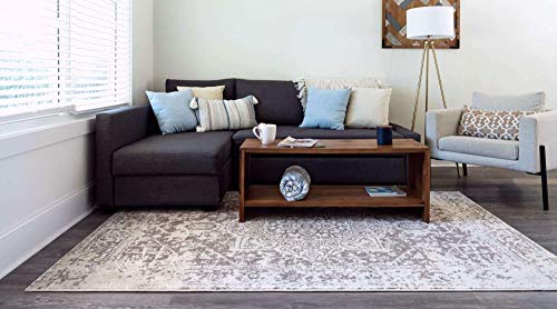Tapete decorativo rectangular 185x275 cm Blanco y Gris miniatura 4