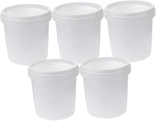 TIDTALEO 5pcs Food Grade Plastic Bucket White Buckets Bucket with Lid Bath Tub Paint Mop Buckets Empty 1L Bucket Milk Can Cleaning Buckets Water Bucket with Handle Water Container Pet