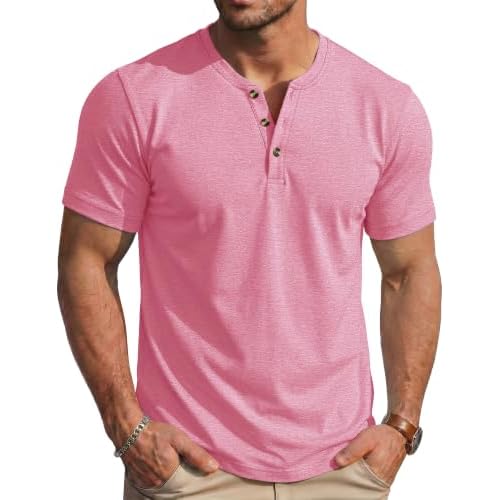 MAGCOMSEN Men's Henley Short Sleeve Shirt Moisture