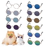 Material: combinación de marco de metal y lente de resina AC hace que las gafas de sol para cachorro se vean muy clásicas y con textura, montura de gafas con acero inoxidable, duradero, ligero, cómodo, fácil de llevar, apto para mascotas gato o perro como accesorio de fotos o espectáculo