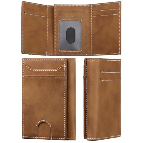 Wallet for Men, Men's Wallet, RFID Blocking Money Clip Minimalist Card Holder & Magnetic Closure (Brown)