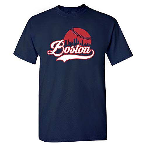Xtreme Apparrel Boston City Baseball Skyline Shirt (XL) Navy