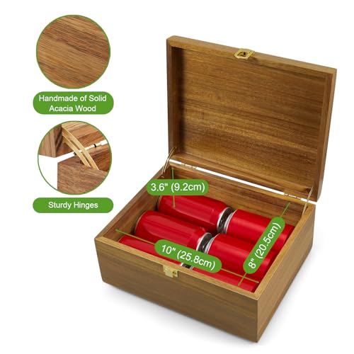 DRASTAR Wooden Keepsake Box, Large Acacia Storage Box with a Hinged Lid, Memory treasure box for Crafts and Photo Storage