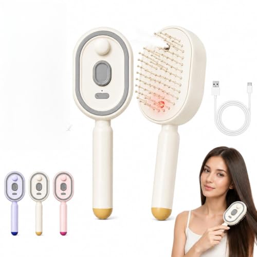 AJIGNA MART Electric Spray Retractable Air Cushion Comb | 5 in 1 Rechargeable Hair Massage | Steam Hair Brush for Scalp Massage, Detangling, Smoothing, Curling, Relieve Hair Tangles & Dryness | Salon Hair Care Tool