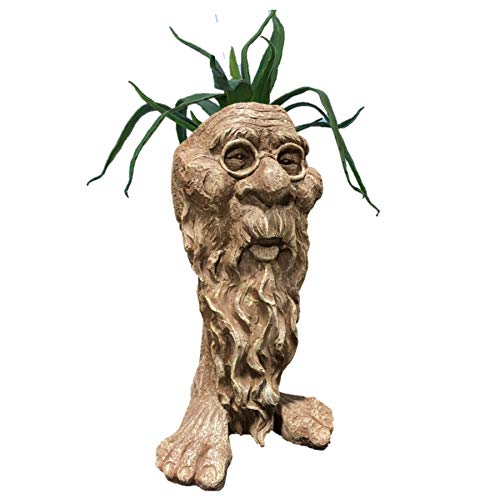 Muggly Great Grandpa RIP Planter Face Pot Patio & Garden Statue in Stone Wash Finish