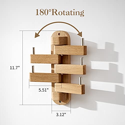 Inman Coat Hooks For Wall Wooden Hook, Wall Coat Rack Heavy Duty Foldable Wall Hooks For Coat Hat Towel Purse Robes Mudroom Bathroom Entryway (Oak) #TOP5