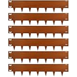 Cor-Ten Steel Landscape Edging 40 Inch Strips, 10-Inch Depth Metal Landscape Edging, 6-Pack Metal Garden Edging with Gloves, Bendable Rust Edging for Landscaping