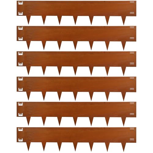 Cor-Ten Steel Landscape Edging 40 Inch Strips, 10-Inch Depth Metal Landscape Edging, 6-Pack Metal Garden Edging with Gloves, Bendable Rust Edging for Landscaping