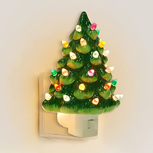 Blissun Ceramic Christmas Tree Night Light