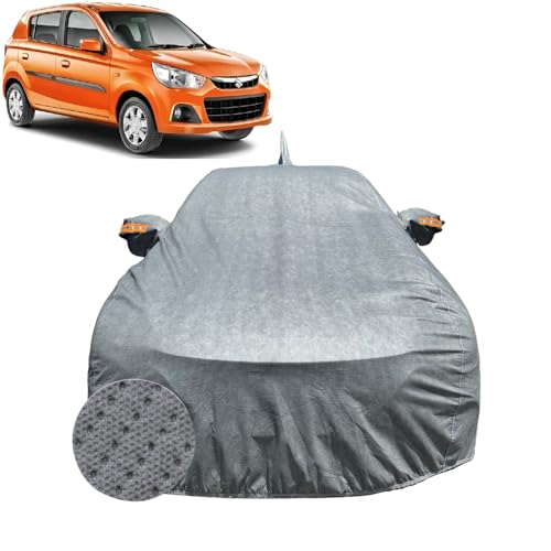 Image of Car Cover for Maruti Suzuki Alto K10 (2014-2021) |100% Waterproof Cover with Antenna & Reflective Mirror Pockets | Dustproof, Scratchproof, Heatproof Car Cover |Soft Cotton Lining| Grey