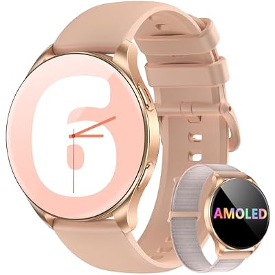 Smart Watch for Women, Answer/Make Call, 1.26" AMOLED Touchscreen Fitness Tracker with Bluetooth Calls, Heart Rate/Sleep Monitor, 120+ Sports Fitness Watch, IP68 Waterproof Smartwatch for Android iOS