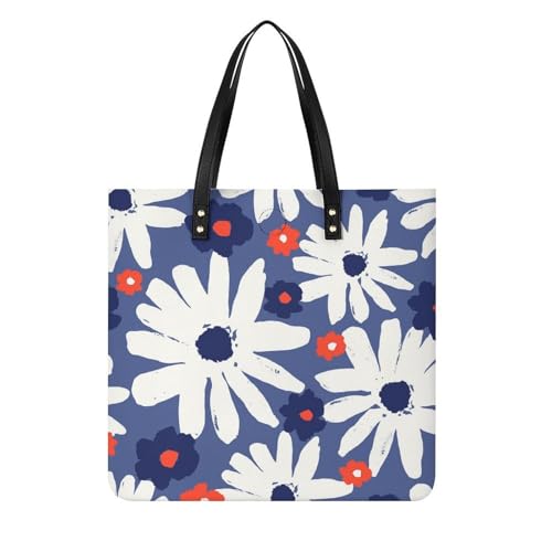 Tote bag de voyage fleurs blanches rouges grand sac à bandoulière chic