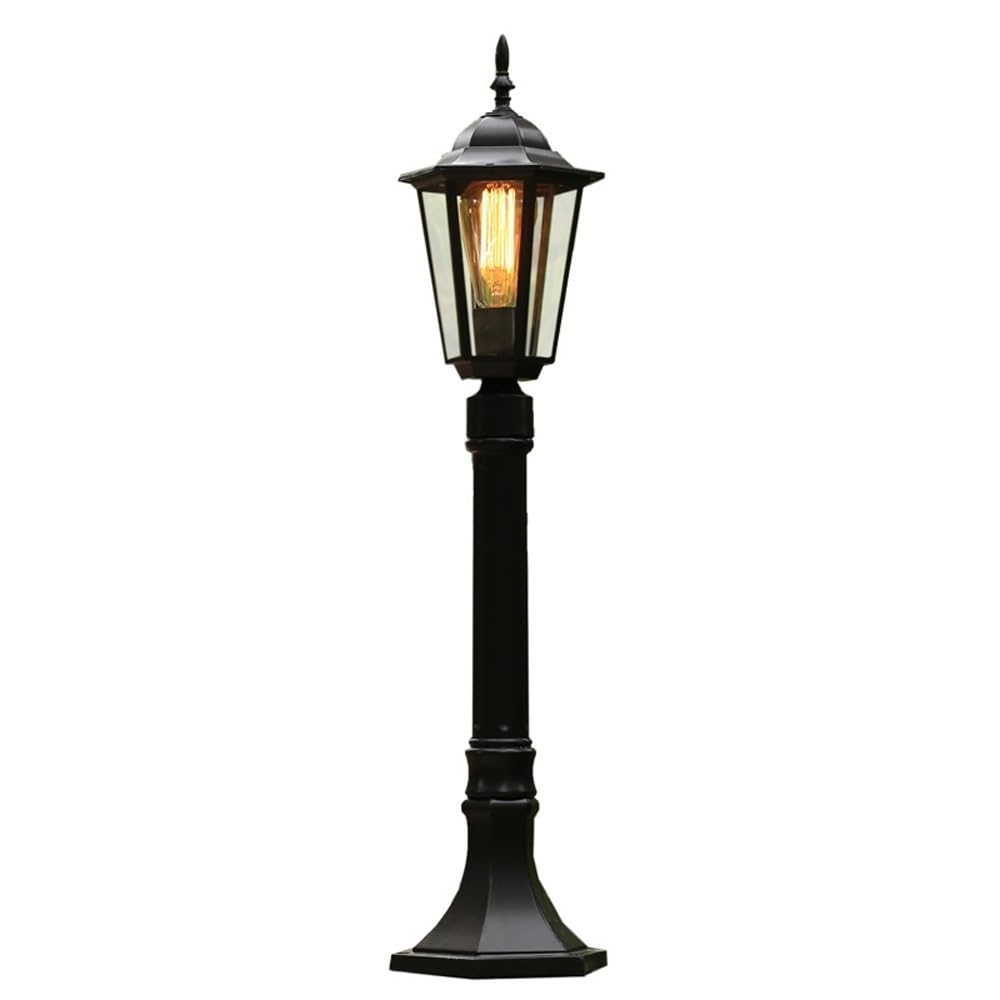 Lampadaire de 80 cm en finition noire et verre pour une décoration extérieure raffinée