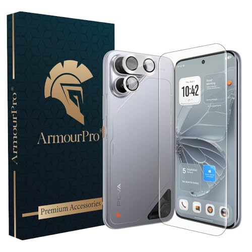 Image of ArmourPro UV Tempered Glass for Tecno Pova Curve 2 5G with Silver Camera Ring Guard Combo, Crystal Clear Screen Protector, Case Friendly, Anti-Scratch, Bubble-Free Installation Kit