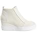 Journee Collection Women's Clara Zippered Wedge Sneakers, Bone, 8 Wide