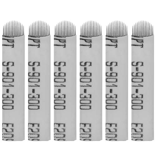 SUPVOX 50Pcs Microblading aiguilles 14 aiguilles maquillage permanent tatouage aiguille à sourcils biseau (blanc)