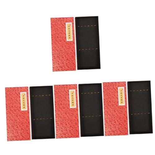 Boîte de Rangement pour Pinceaux de Calligraphie Chinoise Rouge - Set de 4 Étuis Durables
