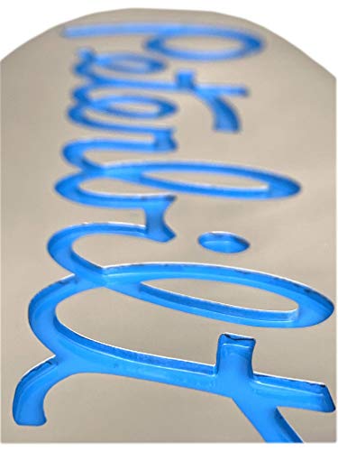 Made in USA Peterbilt Logo Name Emblem Plate Custom CNC Aluminum 6061 Accessory Grille Fender… (Blue Letters)