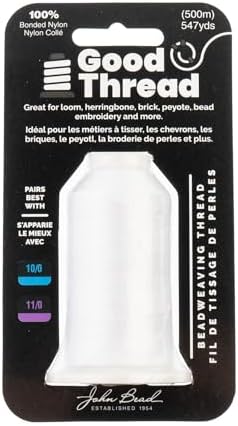 John Bead Good Thread 500m Spool White Bonded Nylon Thread | Beading Thread for Jewelry Making | Durable Nylon Thread for Craft Projects | Bead Weaving Thread | Bead Making Thread