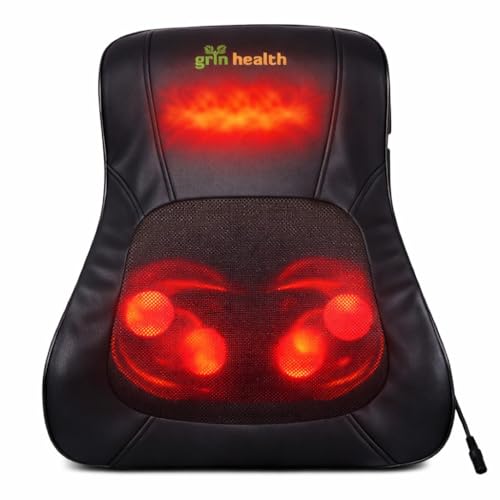 Image of Grin Health Shiatsu Back Massager Cushion For Chair, Massage Pillow with Kneading for Back, Neck, Shoulder, Massage Machine for Home, Massager for Chair -Back Pain Relief (GH237)
