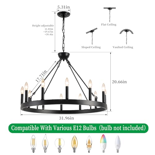 Vbkk VB669 Wagon Wheel Chandelier 32 Inch 12-Light thumb #4