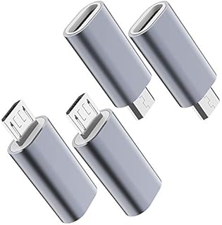 USB C to Micro USB Adapter, (4-Pack) Type C Female to Micro USB Male Convert Connector Support Charge Data Sync Compatible with Samsung Galaxy S7 S7 Edge, Nexus 5 6 and Micro USB Devices(Grey)