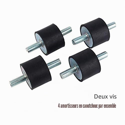 Keenso M10 40 x 30 Supports Anti-vibration Double Filetage, 4PCS Bloc silencieux M10 Anti-vibrations Amortisseur Pompe à Compresseur d'Air avec Vis