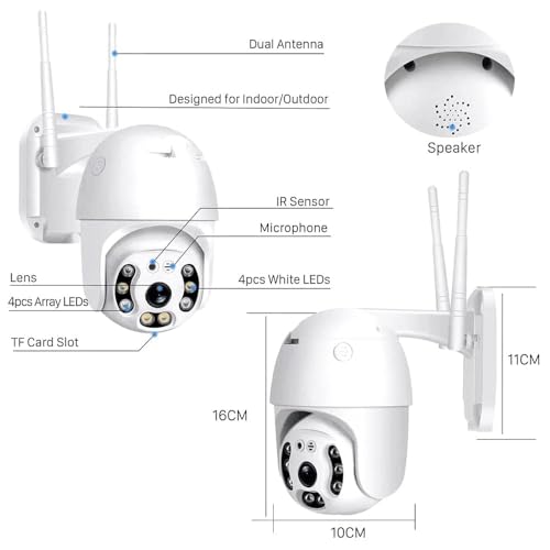Image of Dr Vision 5MP WiFi Outdoor PTZ Security Camera | 360 View | Full HD | Color Night Vision | Motion Detection | Two Way Audio | Wireless CCTV Camera for Home with Mobile App V380 Pro (Dome Camera)