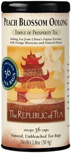 The Republic of Tea Peach Blossom Oolong Tea, Naturally Caffeinated, 36 Ct