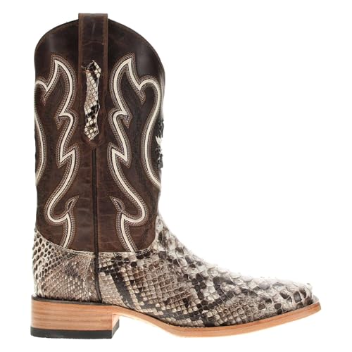 Vaccari Men's Crockett Genuine Natural Python Square Toe Cowboy Western Boots3