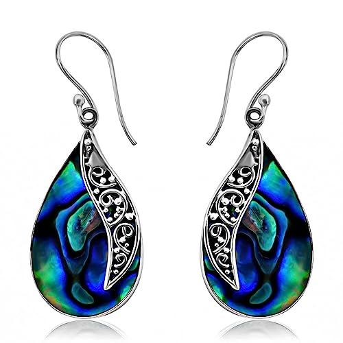 shop lc 925 sterling silver abalone shell dangle drop elegant earrings costume jewelry for women birthday gifts for women