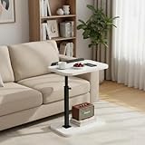 WLSANX Beistelltisch, C-förmiger Beistelltisch für Couch, C-förmiger Beistelltisch für Wohnzimmer und Schlafzimmer für Sofa, Bett, Stuhl, Snack (weiß)