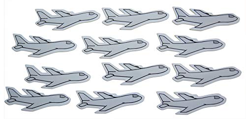 Imanes decorativos avión pequeño gris set 12 pzas